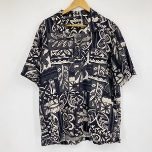 Batik Bay Short Sleeve 100% Silk Hawaiian Button Up Shirt Sz XL